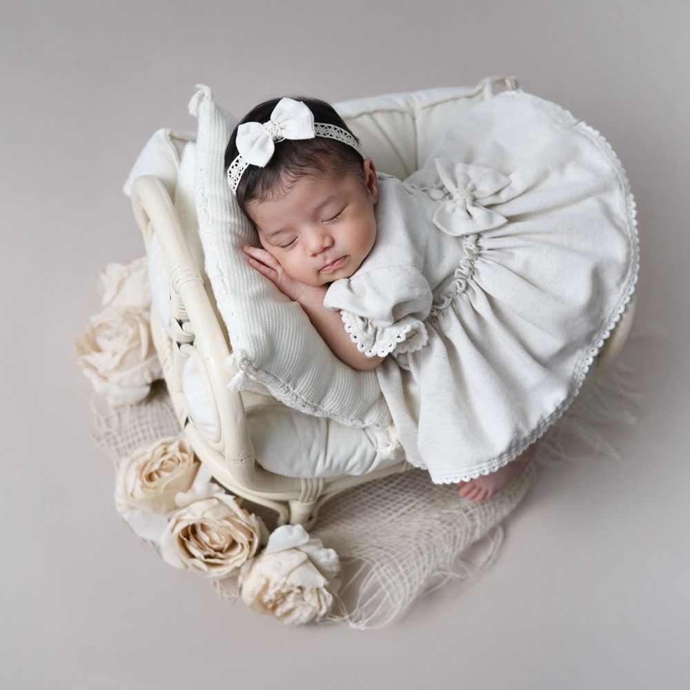 Baby Clothing Outlet - 新生児写真撮影用小道具女の赤ちゃん服レースバックボウロンパースベビーコスチューム新生児服写真撮影セット