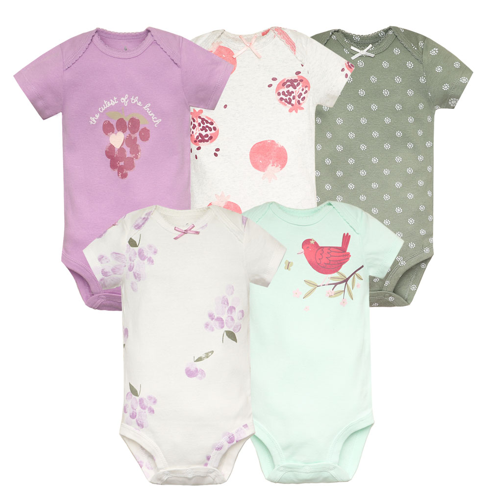 Baby Clothing Outlet - 5 ピース/ロットベビーボディスーツファッションガール服綿新生児男の子服幼児ボディベビージャンプスーツ漫画 Ropa ベベ