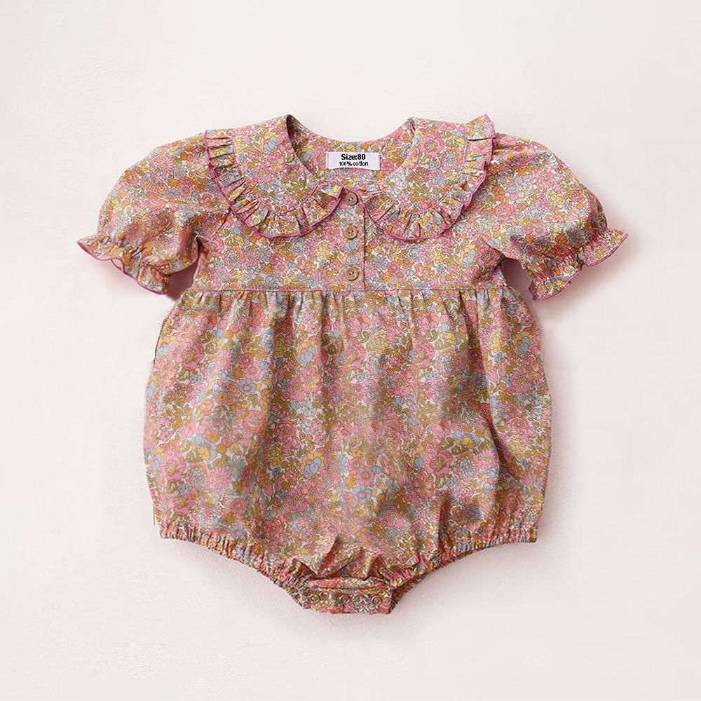 Baby Clothing Outlet - 夏の新生児用ワンピース服 可愛い花柄女の子ロンパース 綿ベビー服