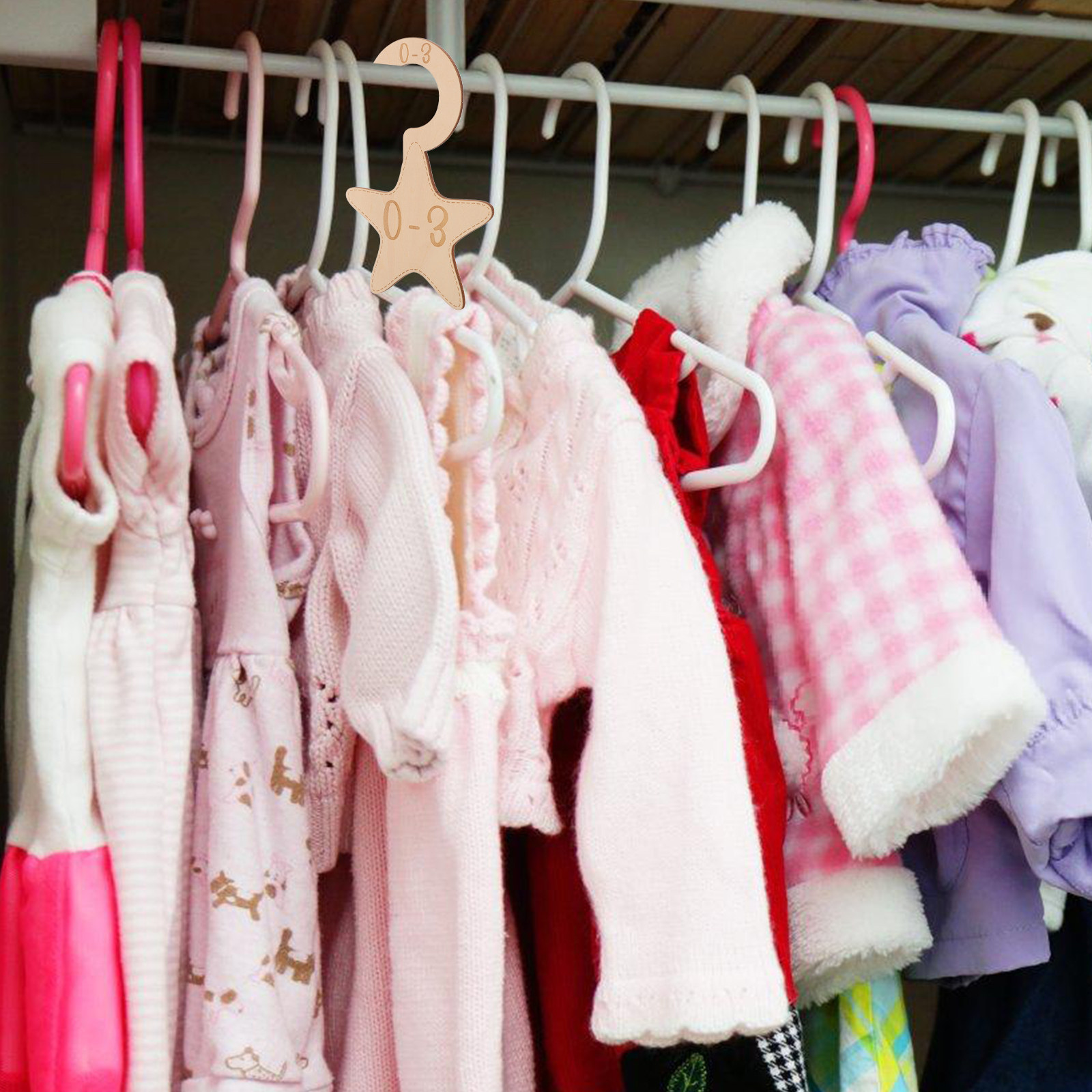 Baby Clothing Storage - 7個入りベビー服クローゼット仕切り木製サイズディバイダー、子供部屋ワードローブベビークローゼットオーガナイザー、衣類収納用仕切り