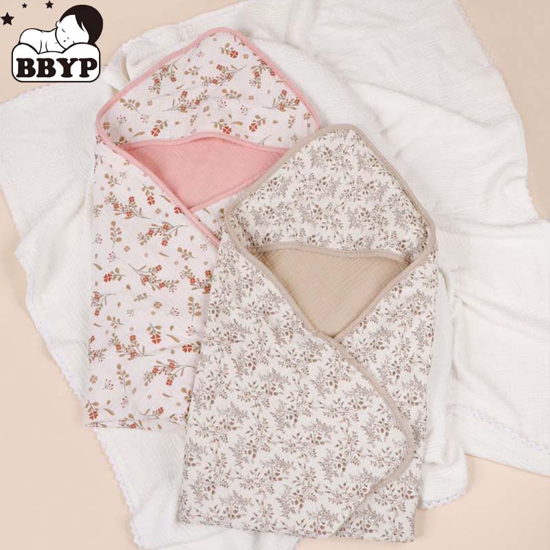 Hooded Bath Towel - 4層の柔らかく温かい快適なバスタオル、幼児、ふわふわの乳児または新生児用おくるみ、ラップ