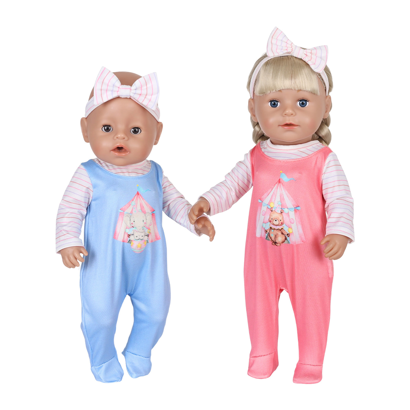 Baby Clothing Us - 人形の服 16-18 インチ 40-45 センチメートルベビードール用サーカスパターン服セットリボーンドールベビードール子供のおもちゃ誕生日プレゼント