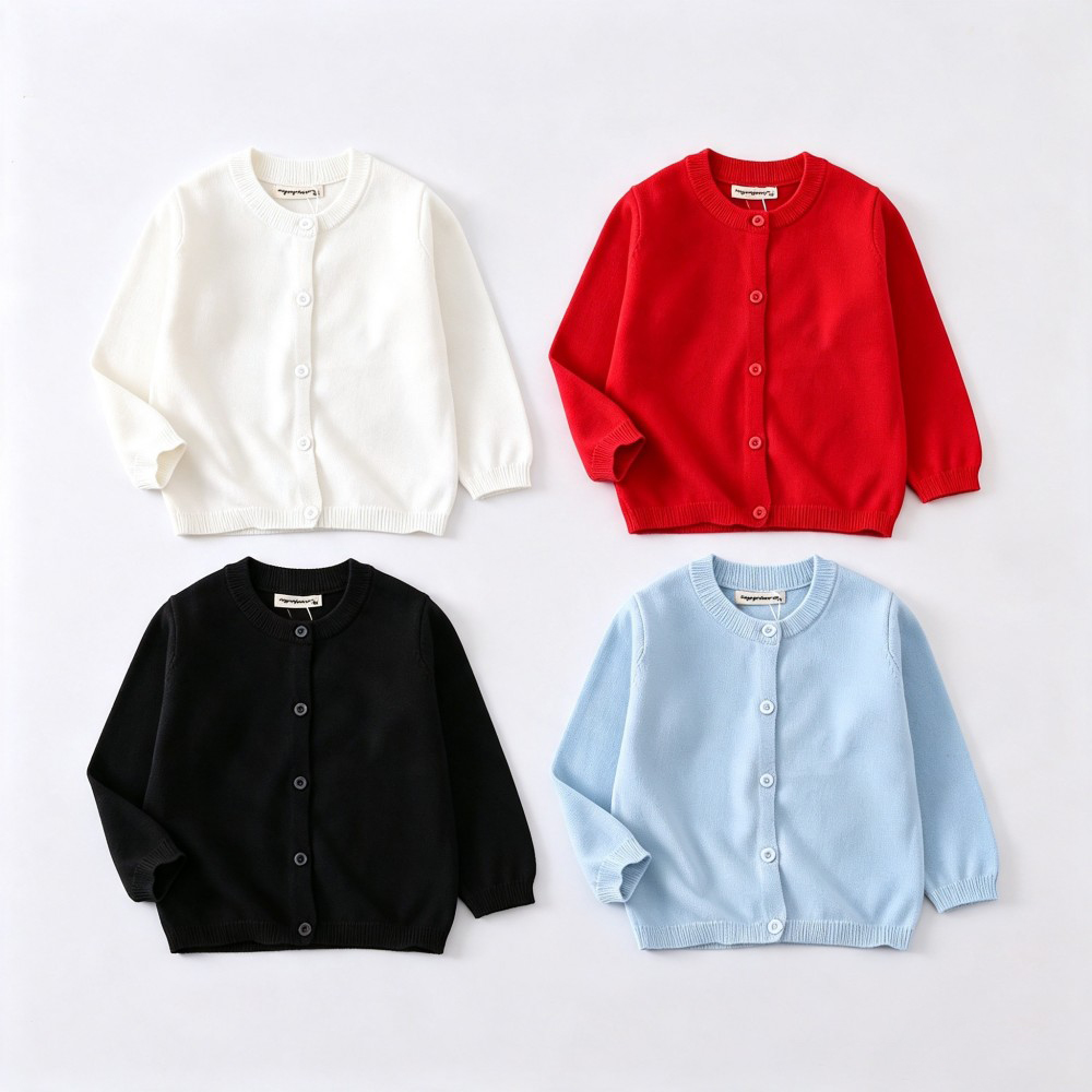 Knit Cardigan Infant - 子供用ソリッドニットカーディガンセーター、ベビー・幼児用、男の子・女の子用、長袖ボタンアップニットアウターウェア、柔らかいキッズ用秋ジャケット