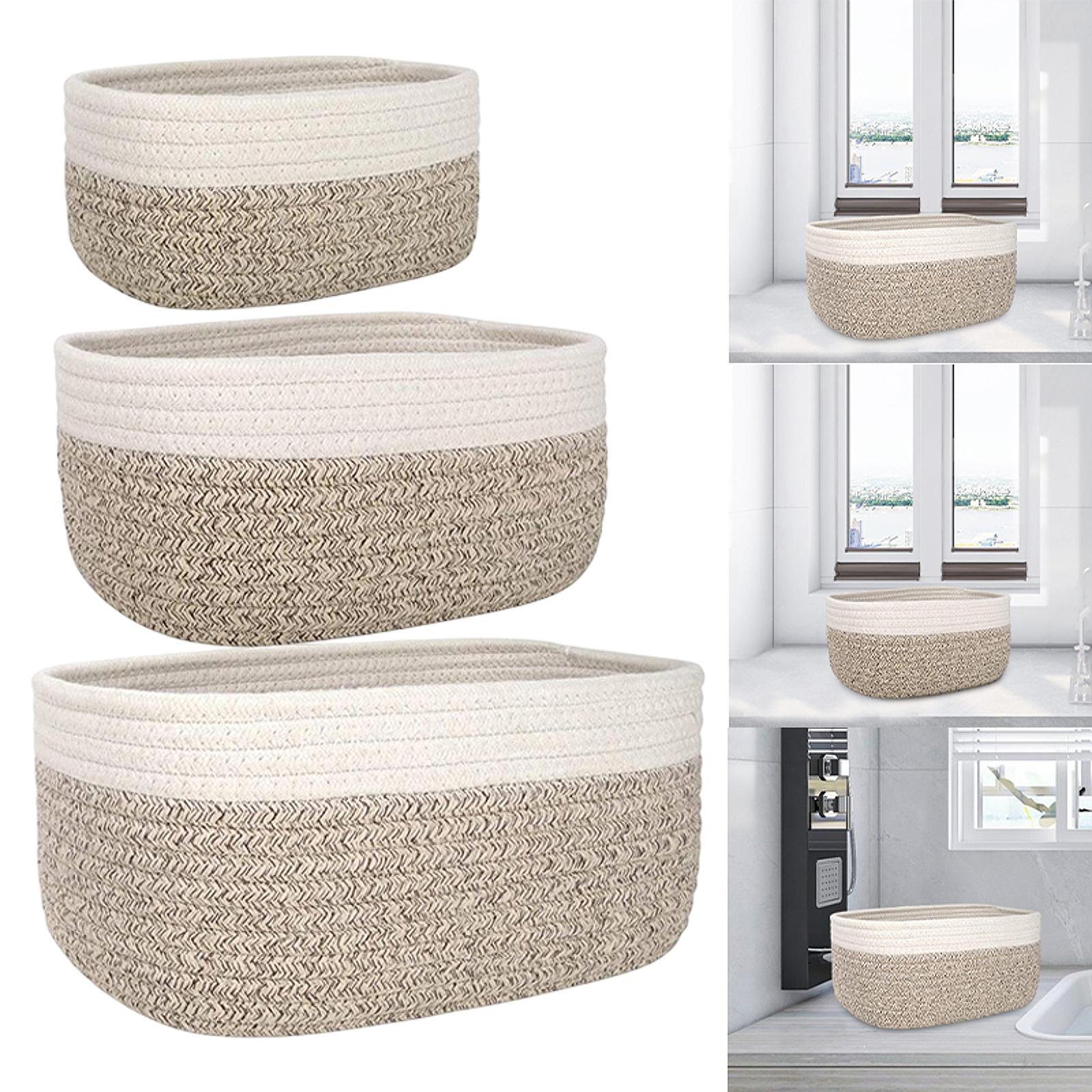Baby Clothing Basket - 棚下収納バスケット、コットンロープ製、デスクトップ雑貨収納、化粧品、ペットのおもちゃ、リモコン、鍵、ベッドサイド用