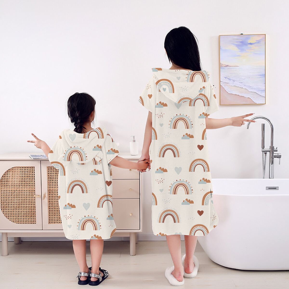 Hooded Bath Towel - Elinfant 速乾性マイクロファイバー大人子供ベビーバスタオルソフトフード付きタオルバスローブフード付きバスタオル大人と子供用