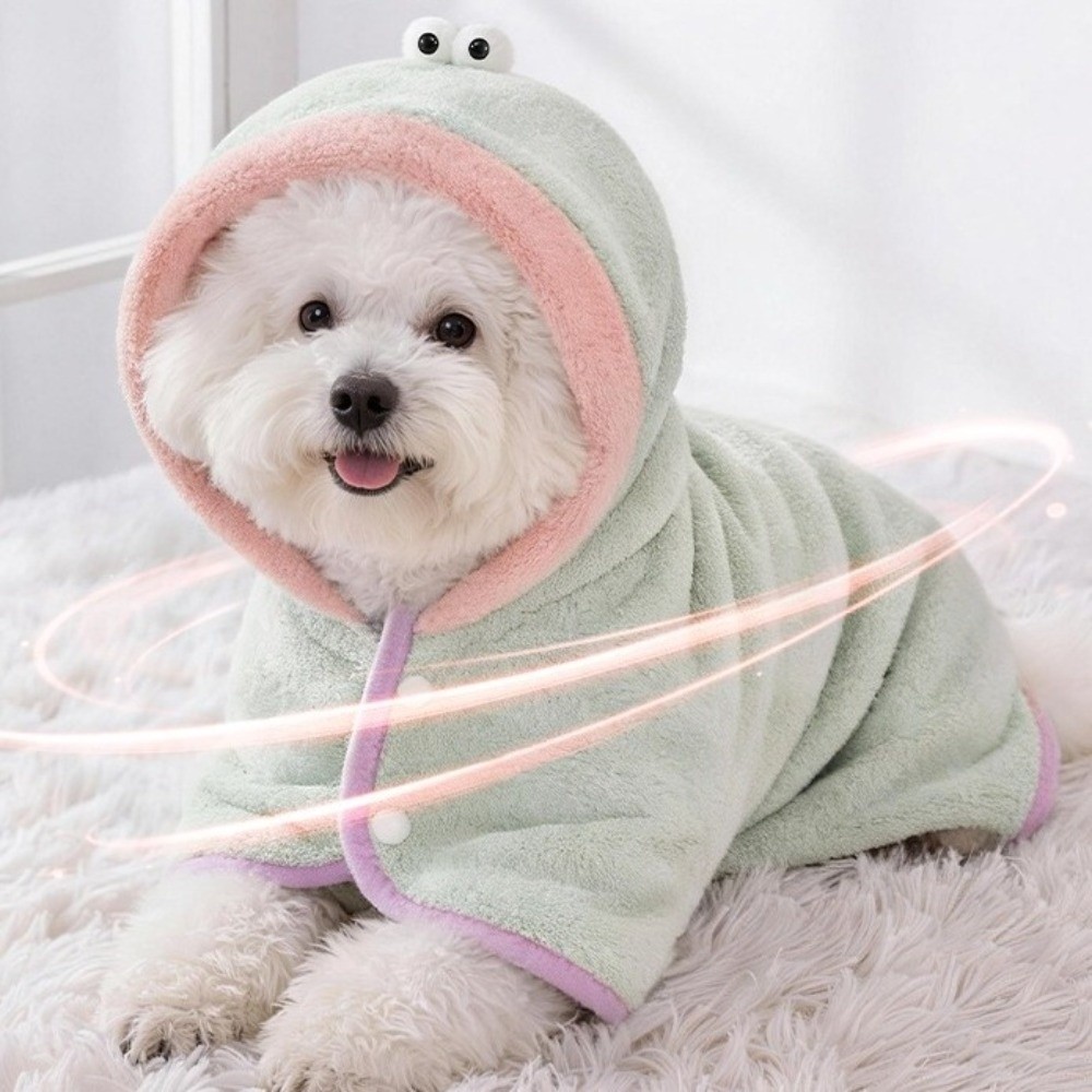 Hooded Bath Towel - 超吸収性犬用フード付きバスローブ暖かいコーラルフリース犬用バスタオル調節可能なソフトマイクロファイバー犬用タオル猫犬用