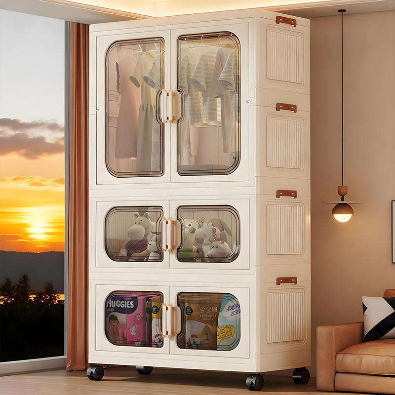 Baby Clothing Storage - 設置不要の折りたたみ式ベビーワードローブ – リビングルームと寝室用の多層おもちゃ収納キャビネット、省スペースの衣類オーガナイザー