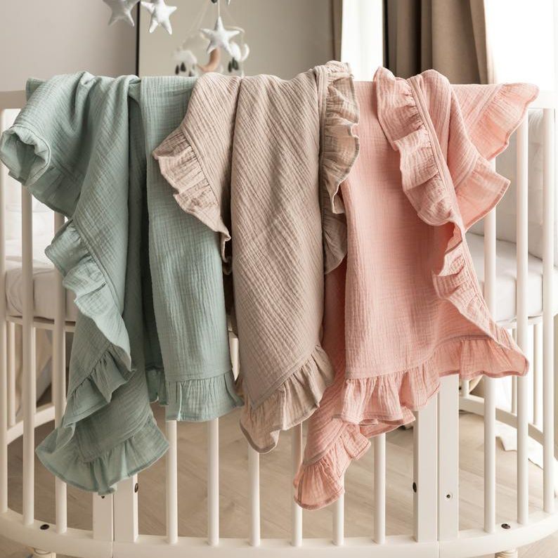 Baby Clothing Organic Cotton - 100% オーガニックコットンベビーラップガーゼフリルベビーブランケットセキュリティ素材おくるみブランケット