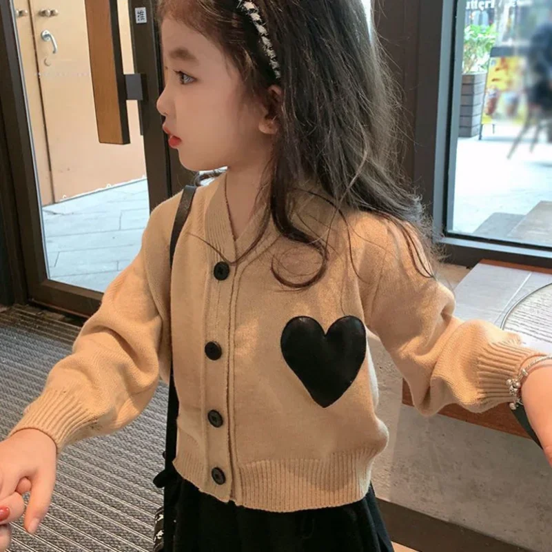 Knit Cardigan Infant - 2023 春秋女の子ジャンパー愛カーキ幼児男の子トップスセーターカーディガン子供のセーター子供服ベビー服