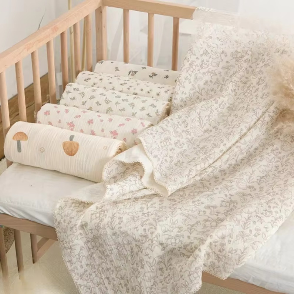 Muslin Swaddle Wrap - ソフト花柄モスリンベビーブランケット綿 2 層ベビーおくるみラップ軽量ベビーカーブランケット夏