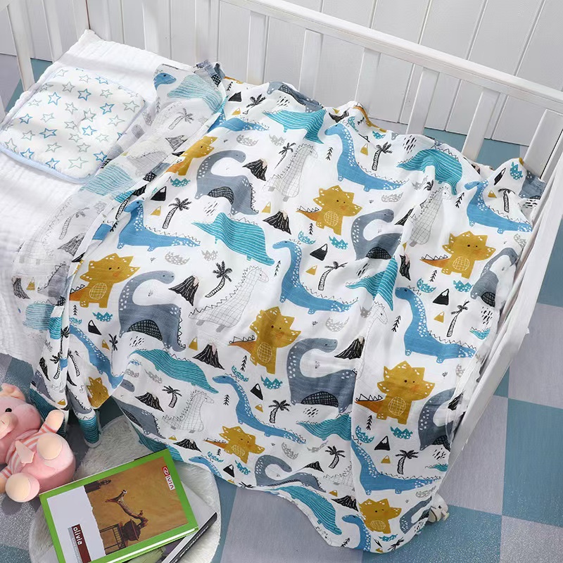 Muslin Swaddle Wrap - 多機能ソフトライト通気性プリント竹綿モスリンおくるみブランケット新生児ベビーラップギフト（男の子・女の子向け）