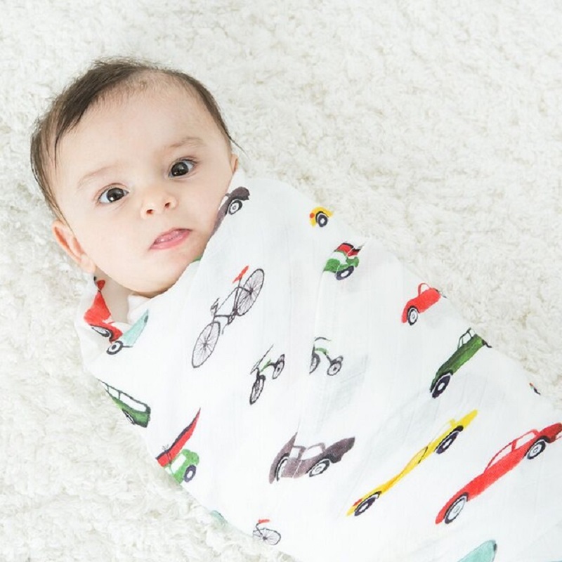 Muslin Swaddle Wrap - 車用超ソフト47x47インチベビーモスリンブランケット軽量通気性スワドル新生児用おくるみ
