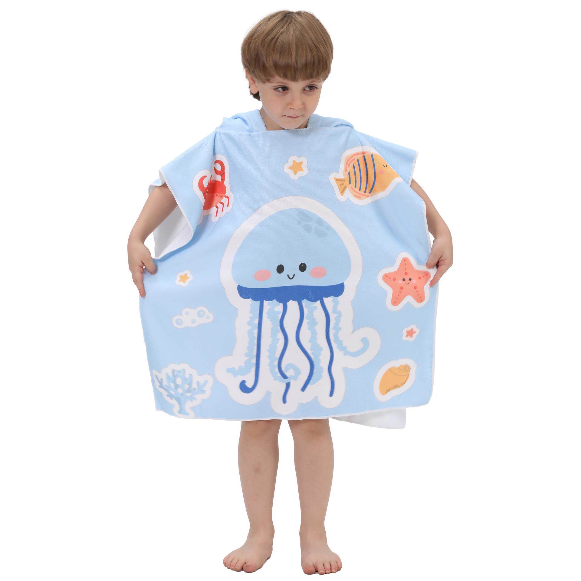Hooded Bath Towel - 漫画ベビーバスタオルマイクロファイバーフード付きソフトポンチョビーチケープタオル新生児子供用入浴用品幼児手ぬぐい