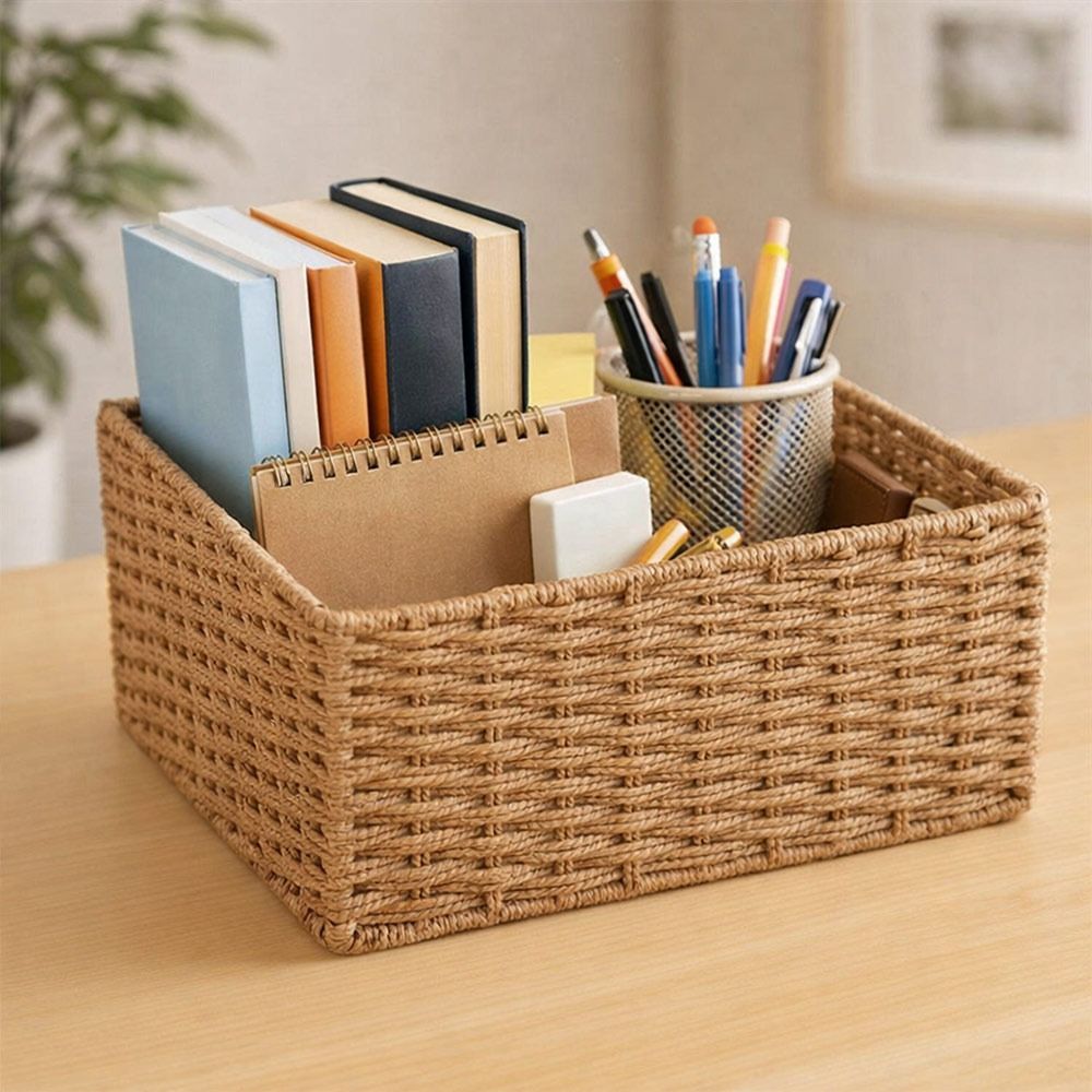 Baby Clothing Basket - 新しい大容量織物収納バスケット手作り再利用可能なスナック雑貨オーガナイザー化粧品容器