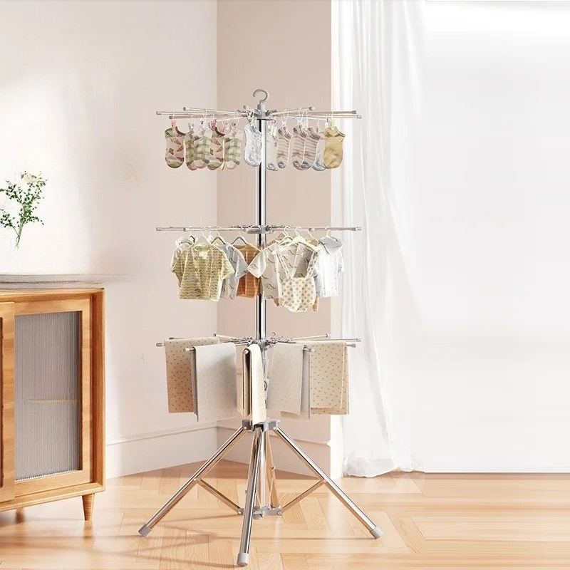 Baby Clothing Display Stand - ベビー服乾燥ラック - 折りたたみ式屋内/屋外ランドリーオーガナイザー、32ピン付き、保育園およびバルコニー用の特別な幼児用衣類ハンガー