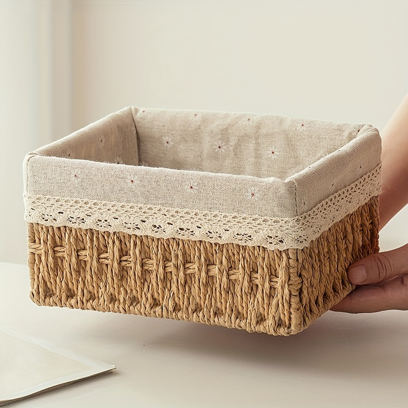 1個の手作り籐製収納バスケット、取り外し可能なレース裏地付き - Baby Clothing Basket のレビューと価格