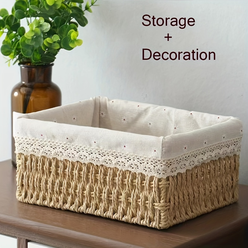 1個の手作り籐製収納バスケット、取り外し可能なレース裏地付き - Baby Clothing Basket のレビューと価格