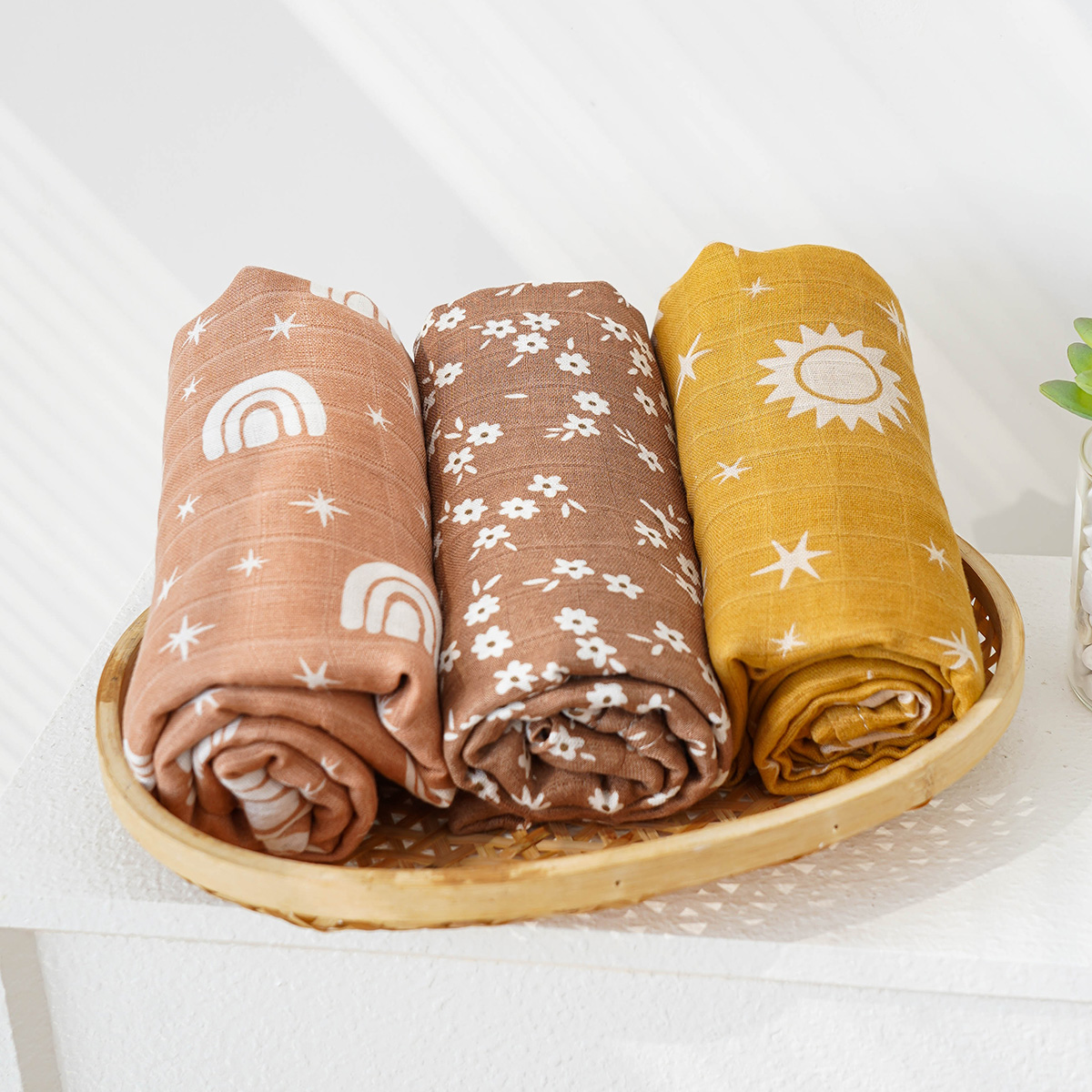 竹とモスリンベビーブランケット,3つのパーツのセット,柔らか - Muslin Swaddle Wrap のレビューと価格