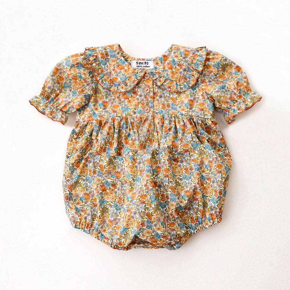 夏の新生児用ワンピース服 可愛い花柄女の子ロンパース 綿ベビ - Baby Clothing Outlet のレビューと価格