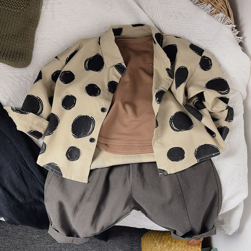 韓国の子供用シャツ,透明なトップ,水玉模様のコットンとリネン - Knit Cardigan Infant のレビューと価格