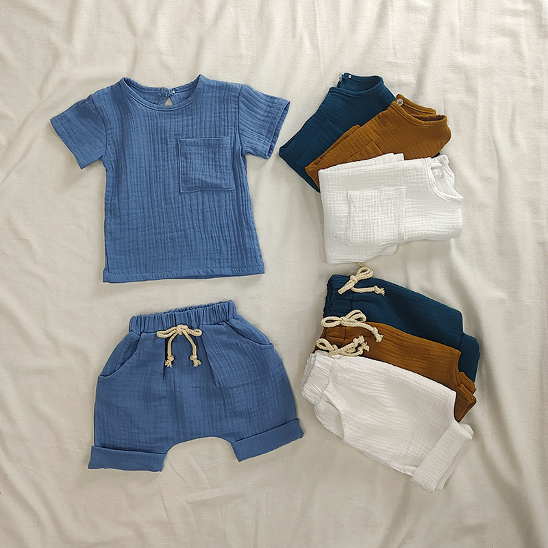 赤ちゃん用コットンTシャツ,夏服セット,トップスとショーツ, - Baby Clothing Organic Cotton のレビューと価格