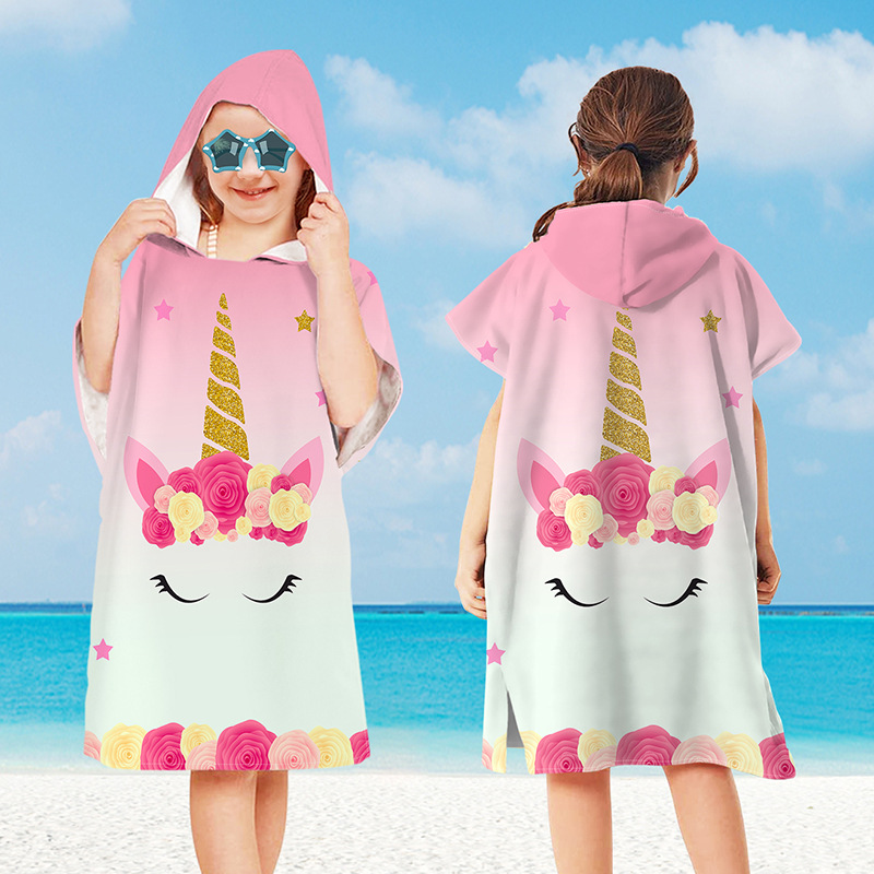 赤ちゃん漫画印刷バスローブ女の子ユニコーンビーチタオル少年サ - Hooded Bath Towel のレビューと価格