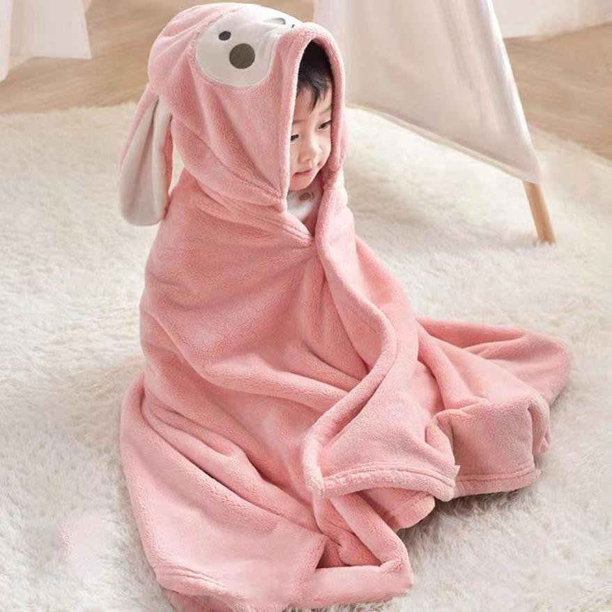 男の子 女の子 フード付きバスタオルケープ 厚手コーラルフリ - Hooded Bath Towel のレビューと価格