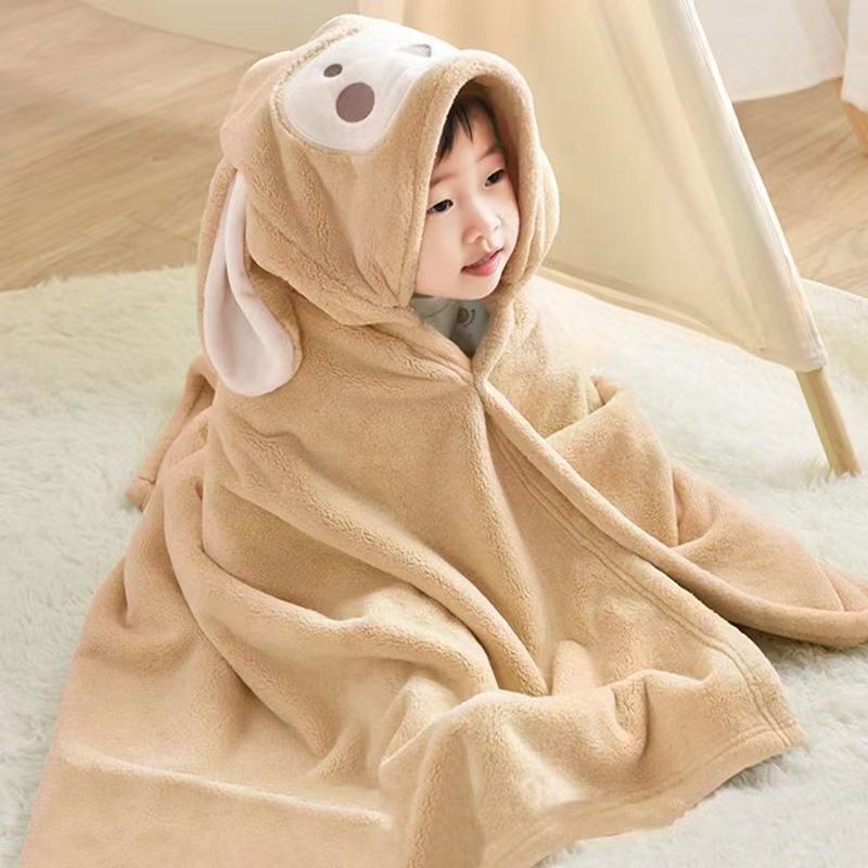男の子 女の子 フード付きバスタオルケープ 厚手コーラルフリ - Hooded Bath Towel のレビューと価格