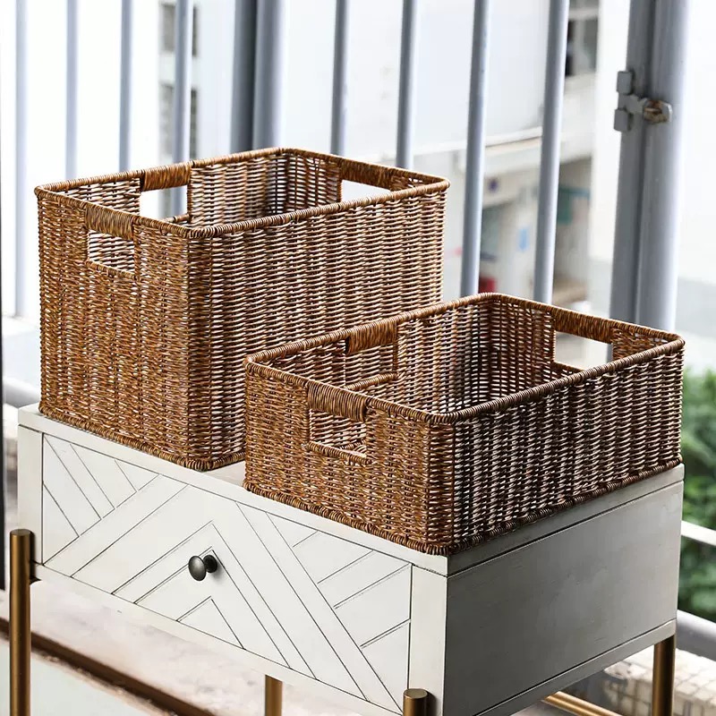 模造籐製収納バスケット、バスルームやキッチンの引き出し用織り - Baby Clothing Basket のレビューと価格
