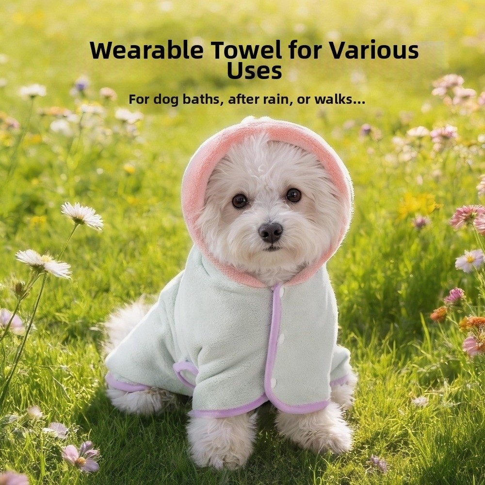 超吸収性犬用フード付きバスローブ暖かいコーラルフリース犬用バ - Hooded Bath Towel のレビューと価格