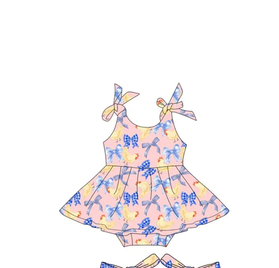 夏用リトルイエローダックボウプリントキッズ服セット女の子用フ - Baby Clothing Yellow のレビューと価格