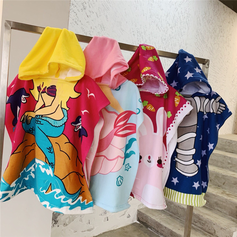 子供用バスハット吸水性抜群の超ソフトバスタオルケープ漫画柄ケ - Hooded Bath Towel のレビューと価格