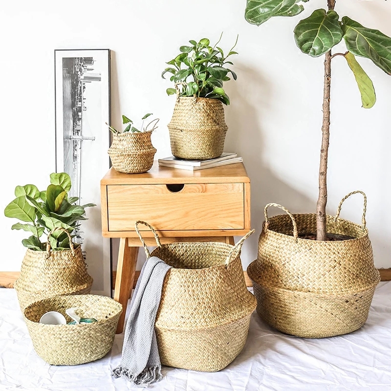 Zerolife 海藻籐バスケット 籐ハンギングフラワーポッ - Baby Clothing Basket のレビューと価格