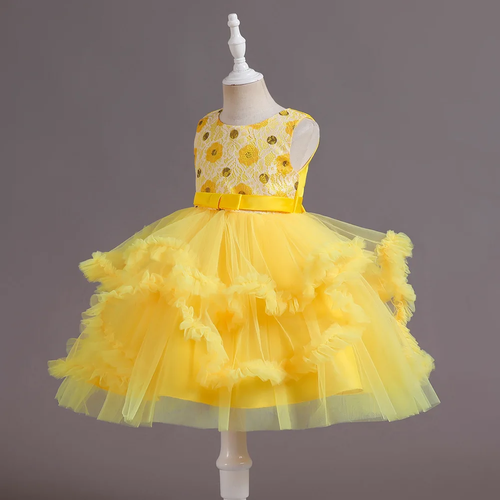 黄色、赤、青のノースリーブチュチュプリンセスドレス、ピアノ演 - Baby Clothing Yellow のレビューと価格