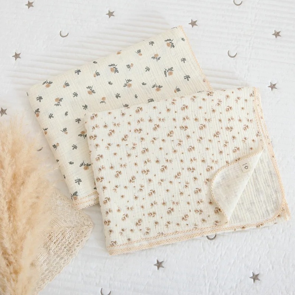 ソフト花柄モスリンベビーブランケット綿 2 層ベビーおくるみ - Muslin Swaddle Wrap のレビューと価格