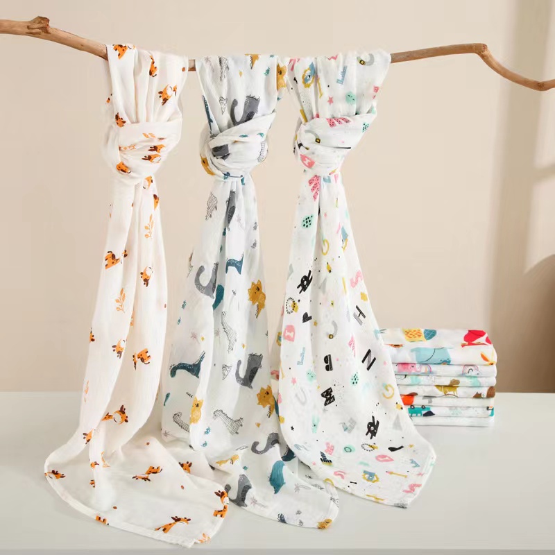 多機能ソフトライト通気性プリント竹綿モスリンおくるみブランケ - Muslin Swaddle Wrap のレビューと価格