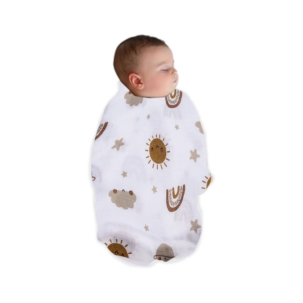 120 × 110 センチメートル竹綿ベビーモスリンおくるみ - Muslin Swaddle Wrap のレビューと価格
