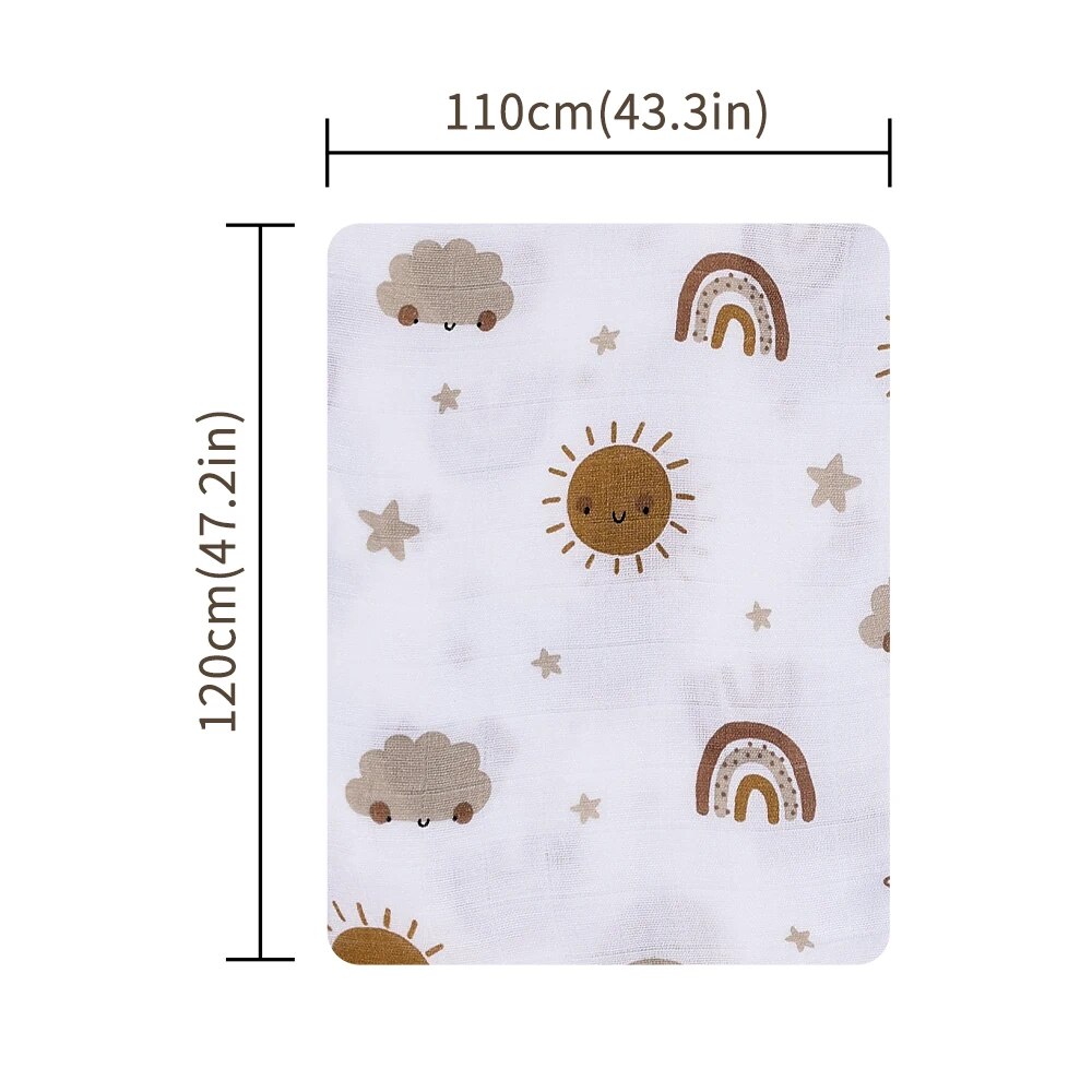 120 × 110 センチメートル竹綿ベビーモスリンおくるみ - Muslin Swaddle Wrap のレビューと価格