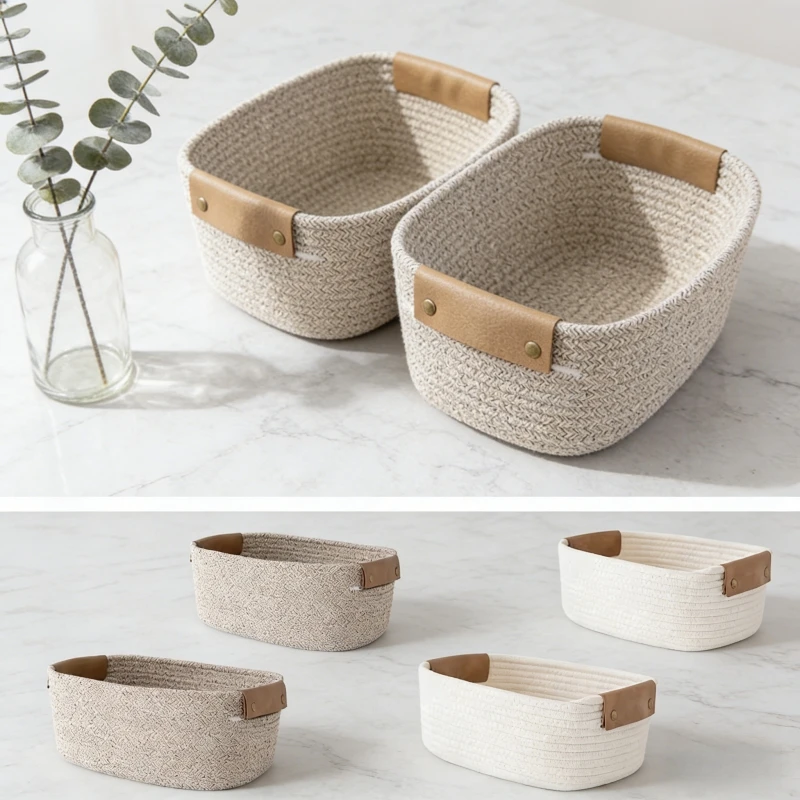 織綿ロープデスク収納バスケット折りたたみ式キーコンテナ家庭用 - Baby Clothing Basket のレビューと価格